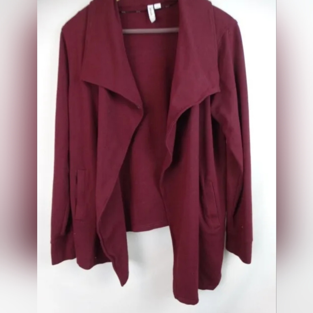 Kensie Stitch Fix Jacket Size Large Burgundy Mally Ponte Wrap Cardigan T…